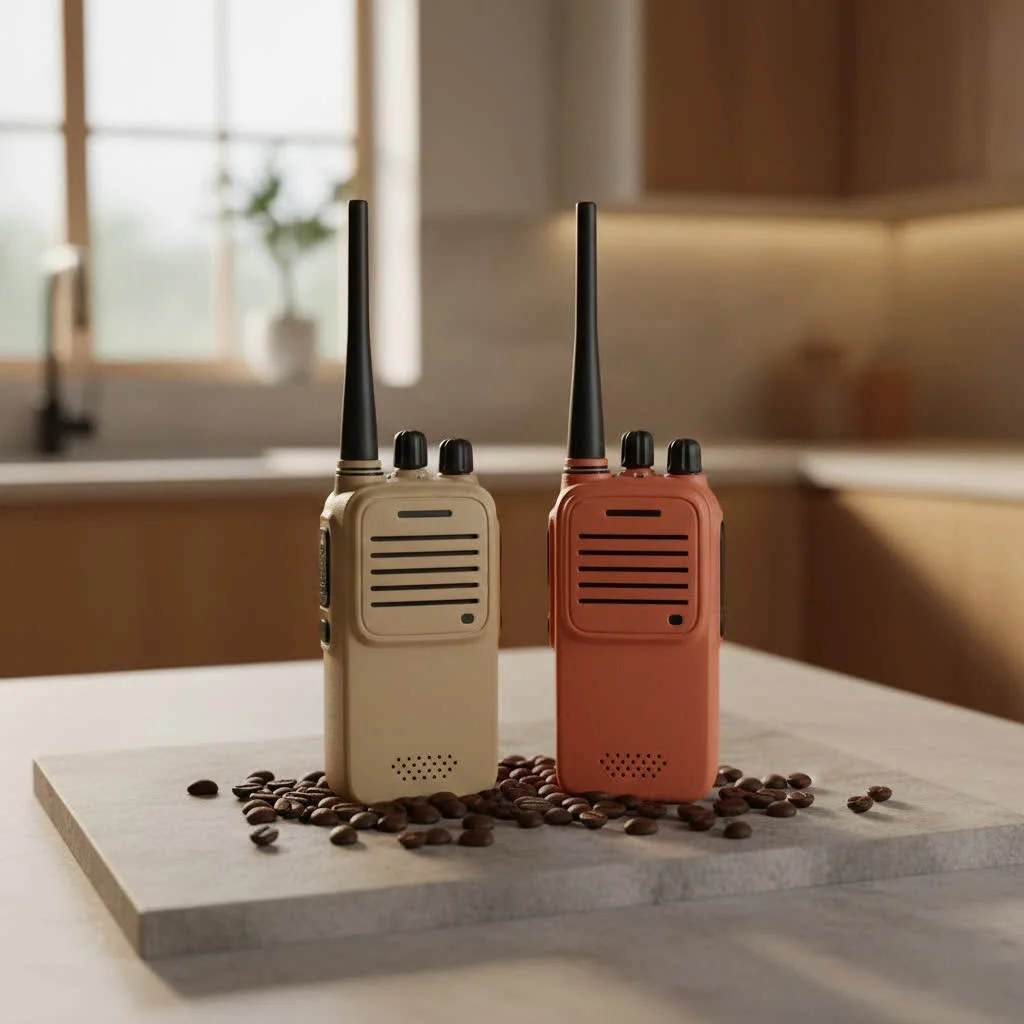 Retevis RT22 walkie talkies in a compact, sleek design