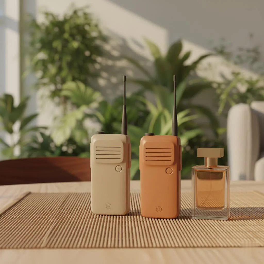 Walkie talkie user communicating over a long distance